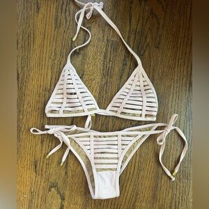 Beach Bunny Light Pink and Tan Bikini